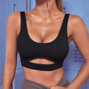 Shein Cut Out Front Sports Bra black s